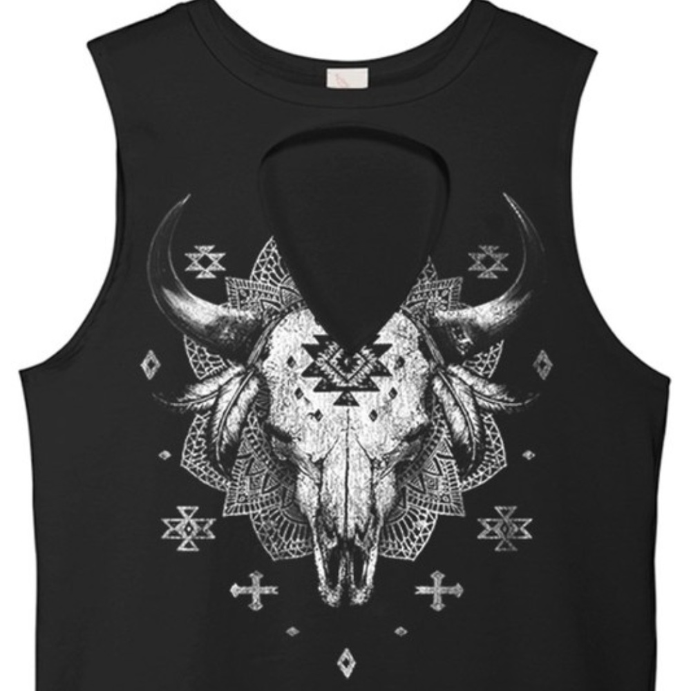 Longhorn cutout t shirt black and white